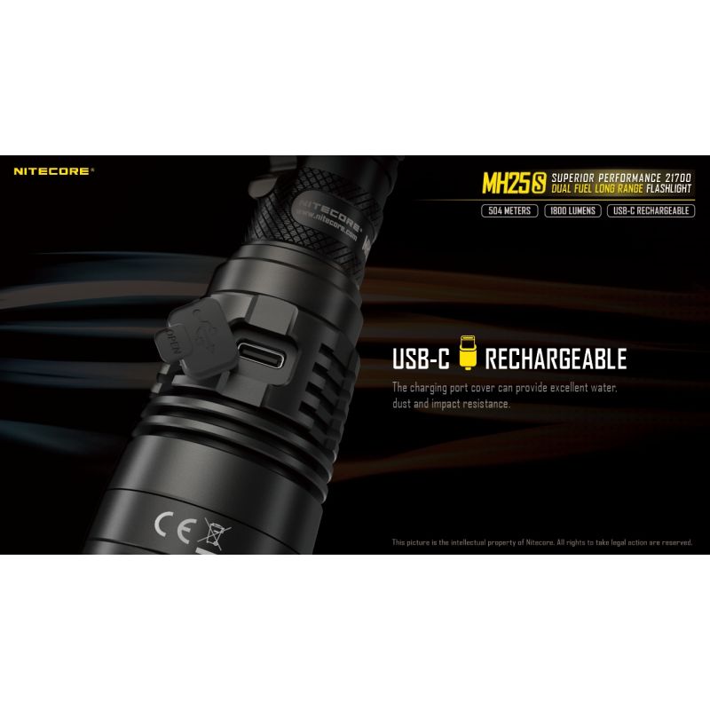 Nitecore MH25S 1800 Lumen LED-Taschenlampe Luminus SST-40 USB-C wiederaufladbar für Outdoor-Abenteuer