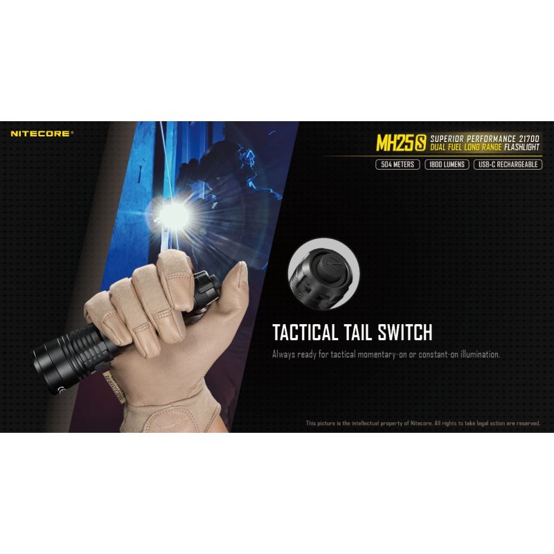 Nitecore MH25S 1800 Lumen LED-Taschenlampe Luminus SST-40 USB-C wiederaufladbar für Outdoor-Abenteuer