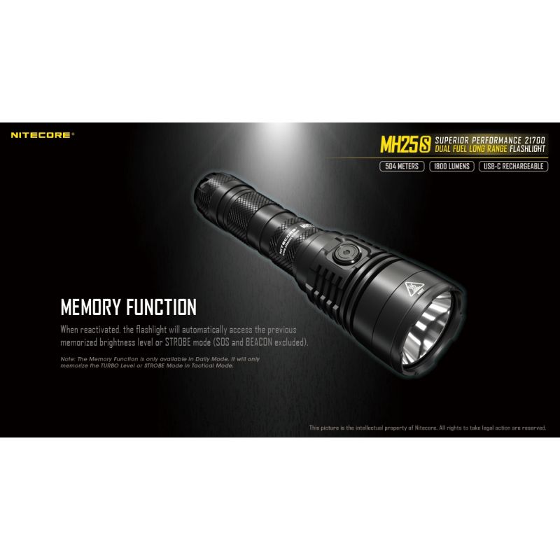Nitecore MH25S 1800 Lumen LED-Taschenlampe Luminus SST-40 USB-C wiederaufladbar für Outdoor-Abenteuer