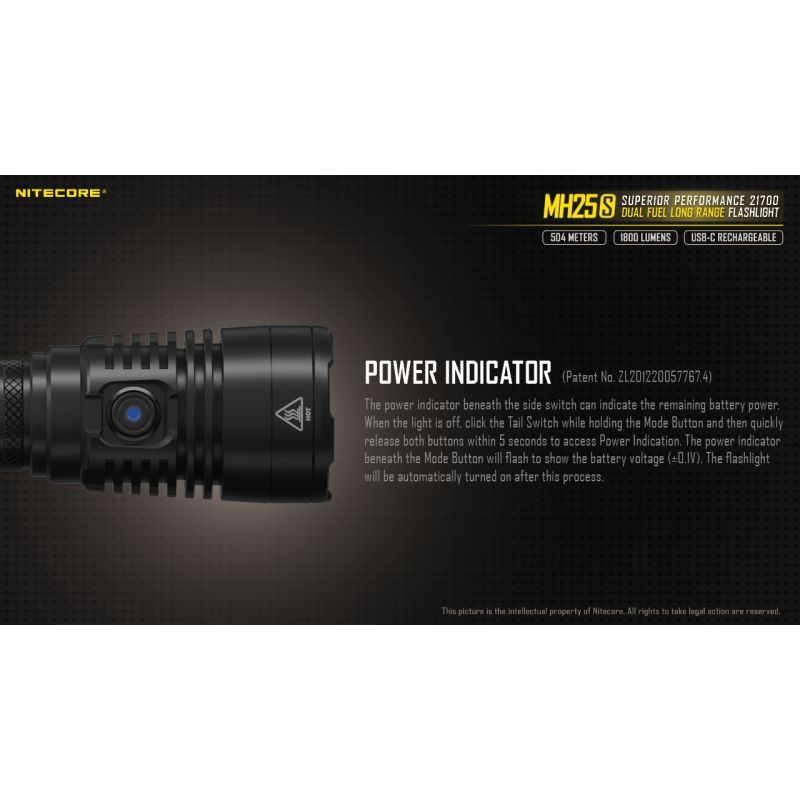 Nitecore MH25S 1800 Lumen LED-Taschenlampe Luminus SST-40 USB-C wiederaufladbar für Outdoor-Abenteuer