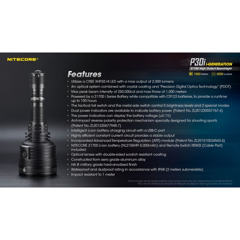 Nitecore P30i XHP35 HI LED Taschenlampe 2000 Lumen 1000 Meter Leuchtweite perfektes Outdoor Beleuchtungswerkzeug