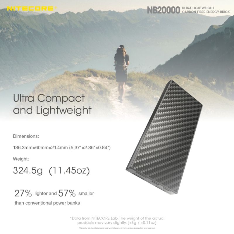 Nitecore NB20000 QC Powerbank 20000mAh Dual Port USB USB-C leicht langlebig für schnelles Laden unterwegs