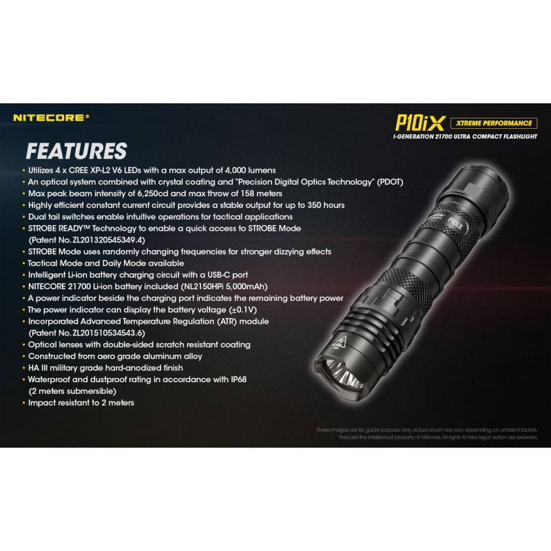 Nitecore P10iX LED Taschenlampe 4000 Lumen 4 x XP-L2 V6 taktische professionelle und robuste Taschenlampe
