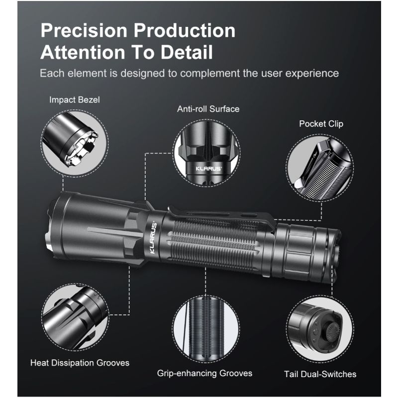 Klarus XT11GT PRO V2.0 USB-C aufladbare Taschenlampe 3300 Lumen Outdoor-Taschenlampe mit robustem Design