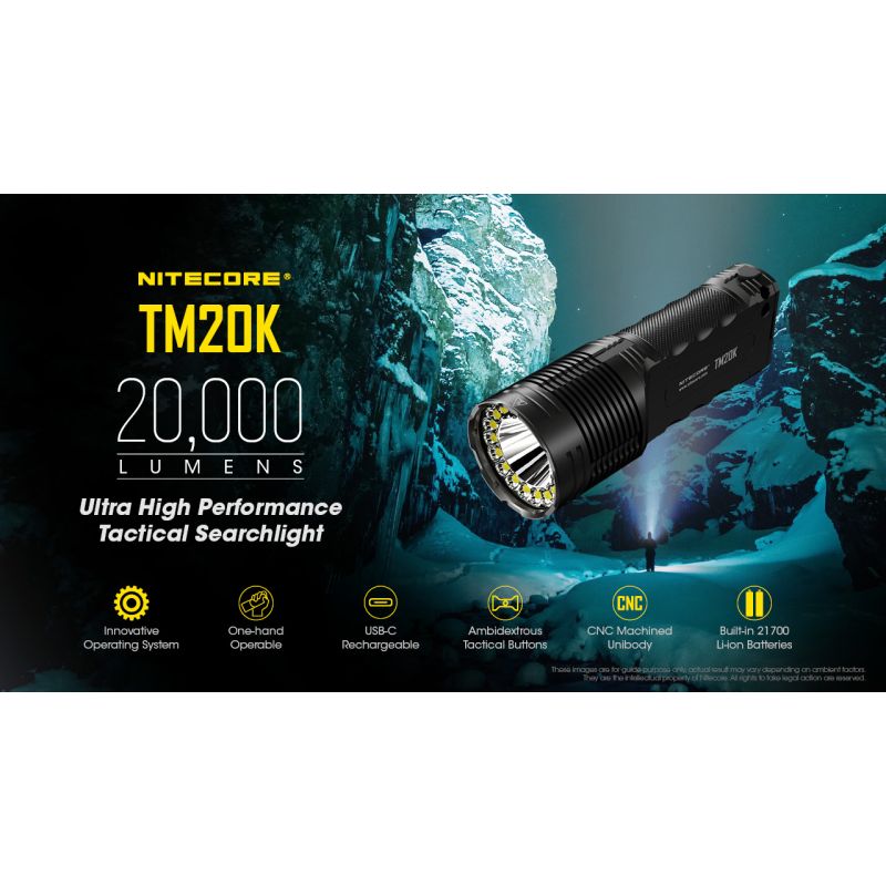 Nitecore TM20K LED-Taschenlampe 20000 Lumen robuste und wiederaufladbare Taschenlampe für Abenteuer und Camping