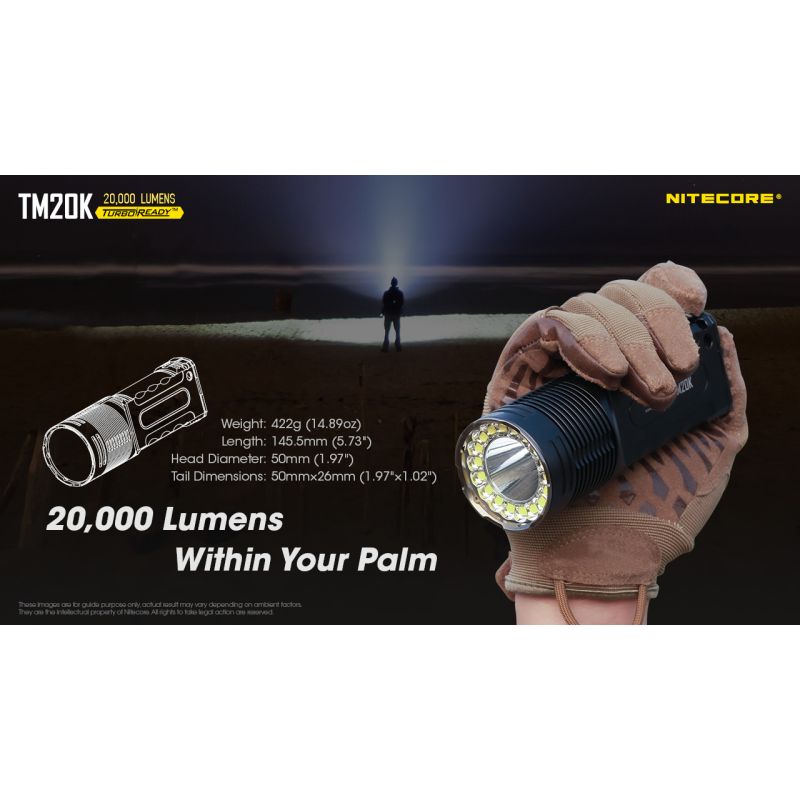 Nitecore TM20K LED-Taschenlampe 20000 Lumen robuste und wiederaufladbare Taschenlampe für Abenteuer und Camping