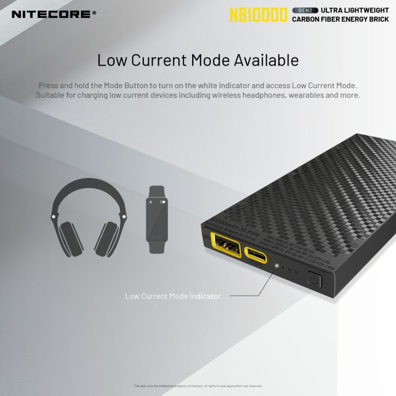 Nitecore NB10000 Gen II ultraflache Powerbank 10000mAh QC Schnellladefunktion USB-C Dual-Ausgänge leicht