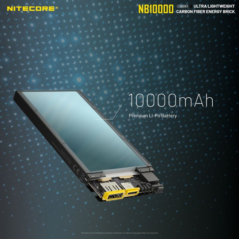 Nitecore NB10000 Gen II ultraflache Powerbank 10000mAh QC Schnellladefunktion USB-C Dual-Ausgänge leicht