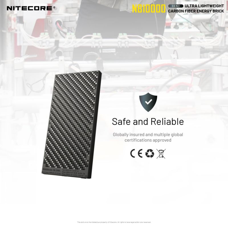 Nitecore NB10000 Gen II ultraflache Powerbank 10000mAh QC Schnellladefunktion USB-C Dual-Ausgänge leicht