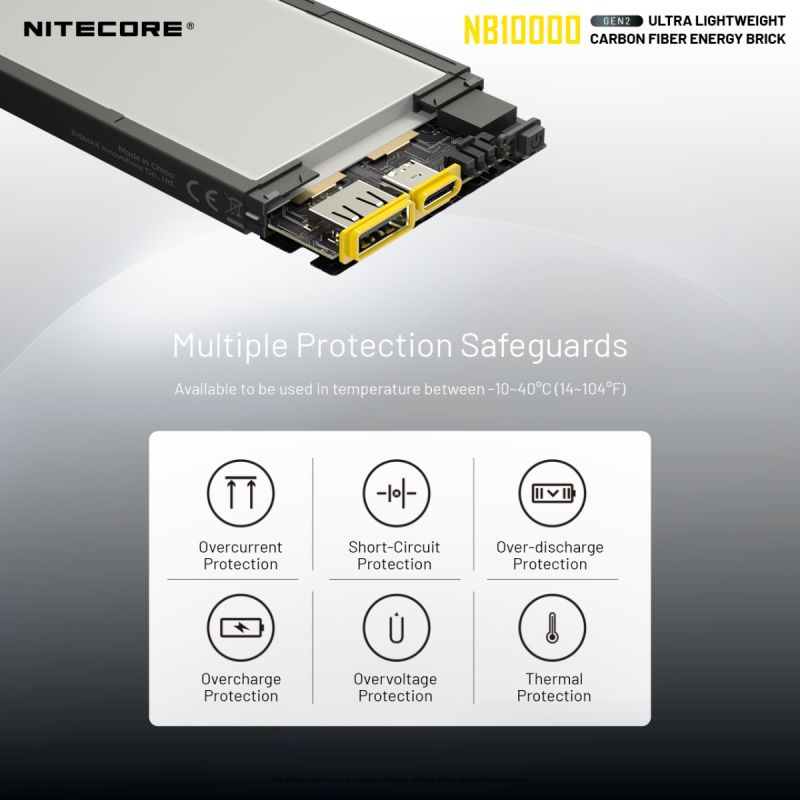 Nitecore NB10000 Gen II ultraflache Powerbank 10000mAh QC Schnellladefunktion USB-C Dual-Ausgänge leicht