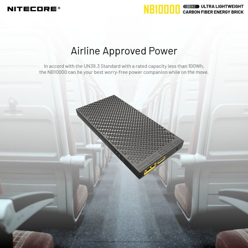 Nitecore NB10000 Gen II ultraflache Powerbank 10000mAh QC Schnellladefunktion USB-C Dual-Ausgänge leicht
