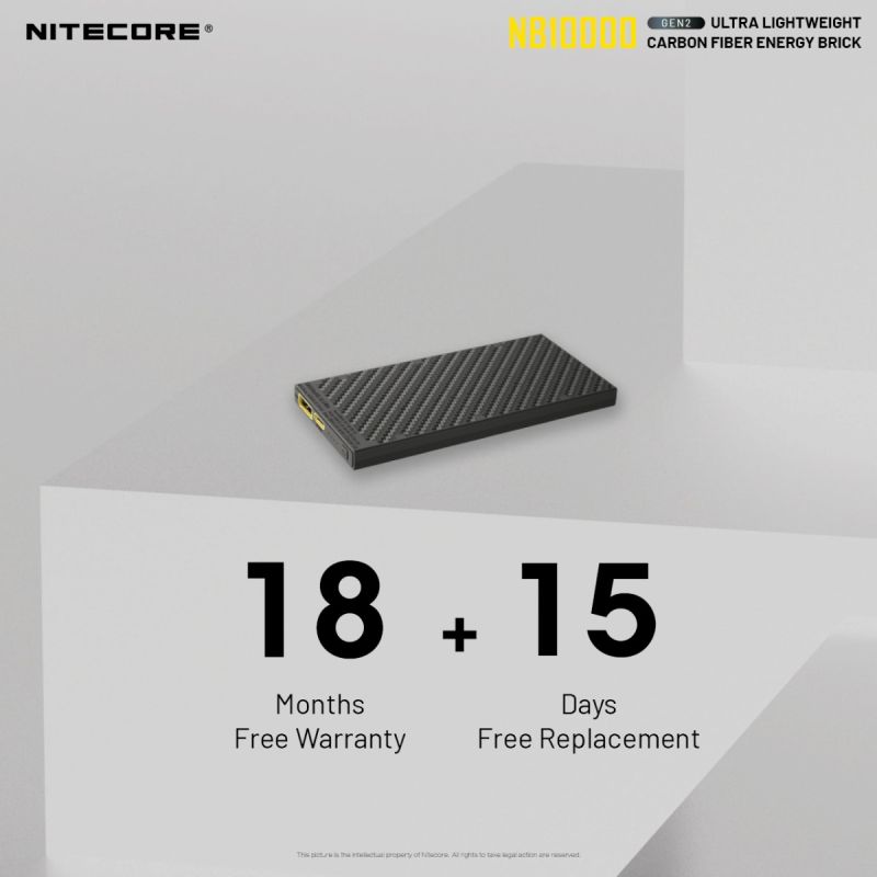 Nitecore NB10000 Gen II ultraflache Powerbank 10000mAh QC Schnellladefunktion USB-C Dual-Ausgänge leicht