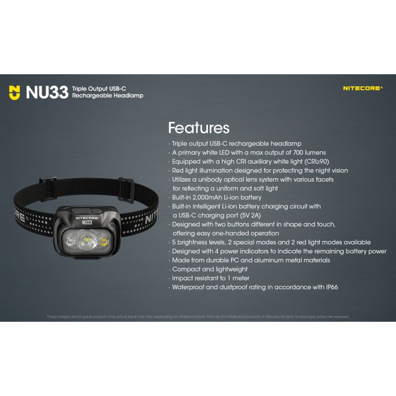 Nitecore NU33 USB-C Stirnlampe 700LM wasserdicht Outdoor Stirnlampe helle Stirnlampe für Abenteuer Camping