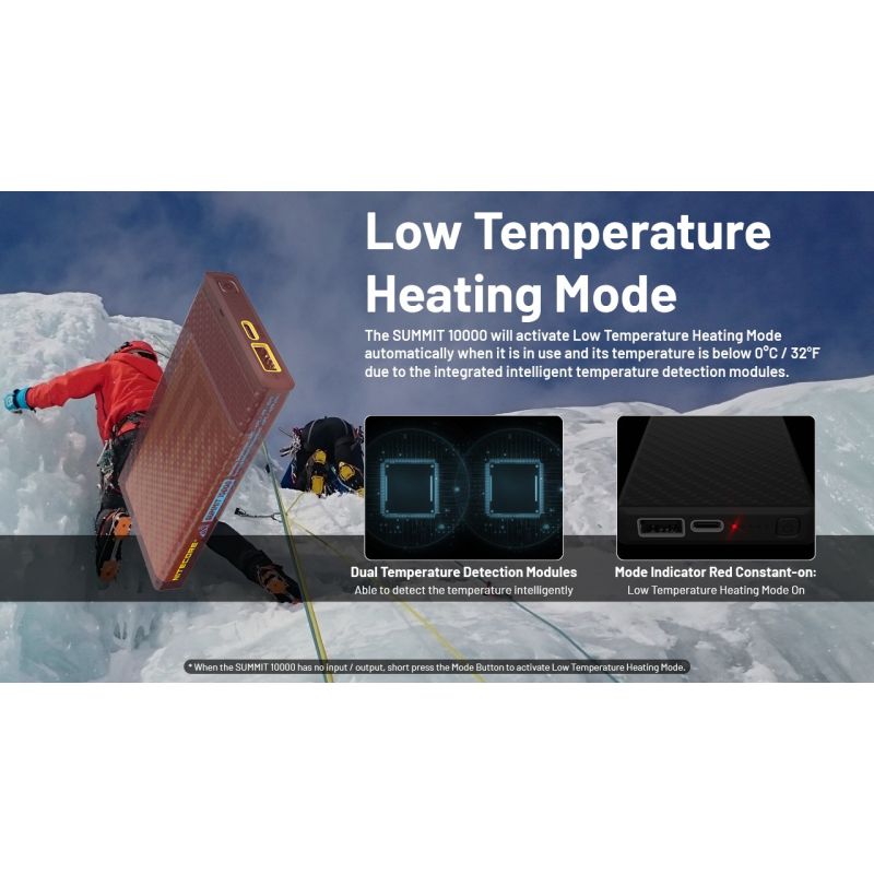 Nitecore Summit 10000 Powerbank Outdoor | Kältebeständig Heizfunktion QC PD USB-C | Robust Leicht Kompakt IPX5