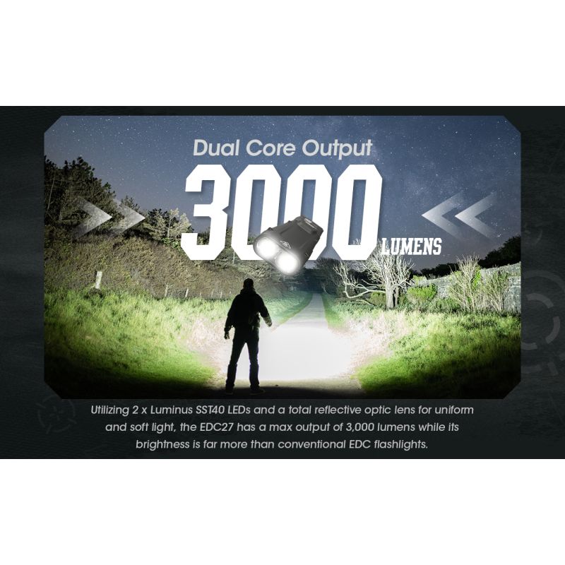 NITECORE EDC27 3000 Lumen wiederaufladbare LED Taschenlampe für Outdoor-Abenteuer und Notfallvorsorge
