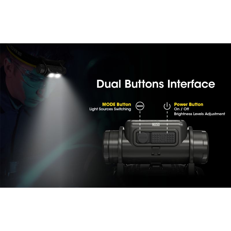 Nitecore NU50 LED-Stirnlampe 1400 Lumen wiederaufladbar für Outdoor Abenteuer Fahrrad Zubehör für Profis