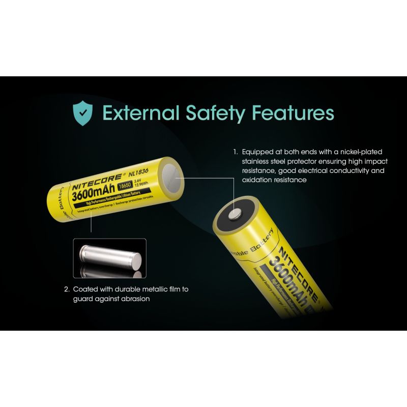 Nitecore NL1836 18650 Li-ion Akku 3600mAh – Ideal für Taschenlampen & Stirnlampen, wiederaufladbar