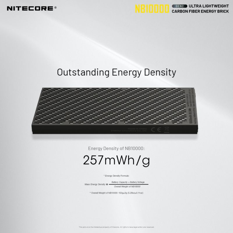 Nitecore NB10000 Gen II ultraflache Powerbank 10000mAh QC Schnellladefunktion USB-C Dual-Ausgänge leicht