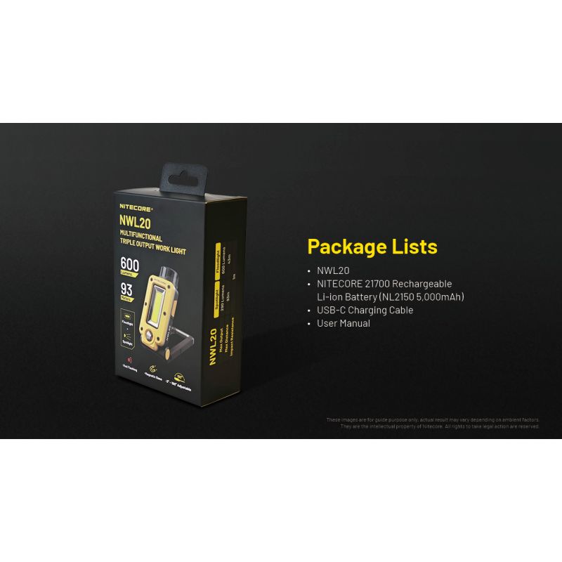 NITECORE NWL20 600 Lumen Multifunktions-Flutlicht Dreifachausgang tragbares Campinglicht für Outdoor-Abenteuer