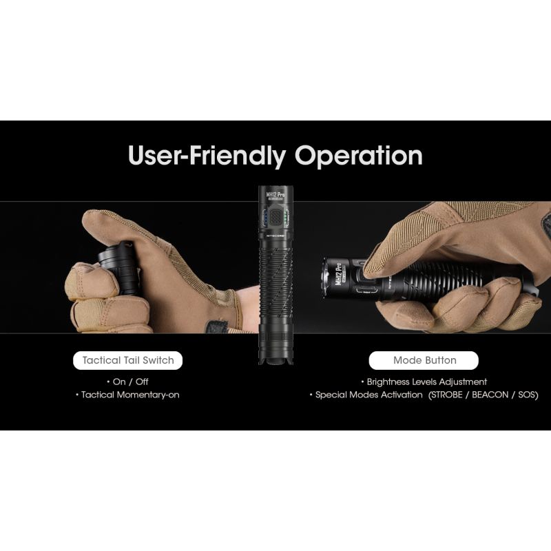 Nitecore MH12 Pro 3300 Lumen USB-C Taschenlampe hohe Helligkeit Outdoor-Abenteuer robuste Bauweise