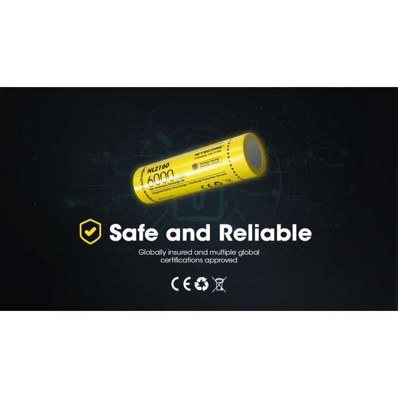 NITECORE NL2160 21700 6000mAh Li-Ion Batterie langlebig 