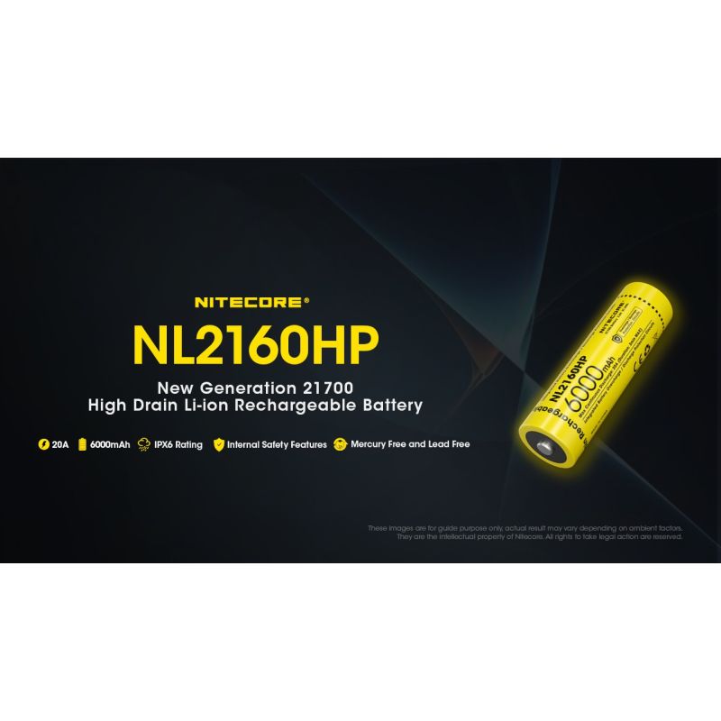 NITECORE NL2160HP 21700 Li-Ion Batterie kompakt leicht 6000mAh hohe Kapazität USB-C für Technikzubehör Camping