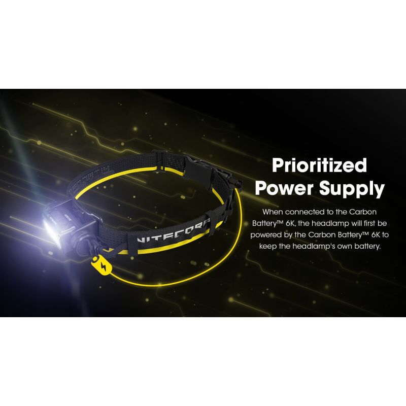 Nitecore Carbon Akku 6K Kit: Laufzeitverlängerung Stirnlampen NU40-HC65 | 6000mAh Zusatzakku IP68