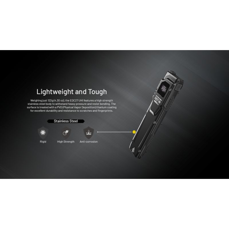 NITECORE EDC27 UHi 3100 Lumen kompakte USB-C Taschenlampe für Outdoor-Ausrüstung und Abenteuer 305 Meter Distanz