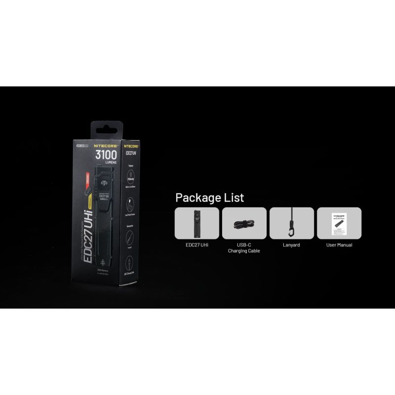 NITECORE EDC27 UHi 3100 Lumen kompakte USB-C Taschenlampe für Outdoor-Ausrüstung und Abenteuer 305 Meter Distanz