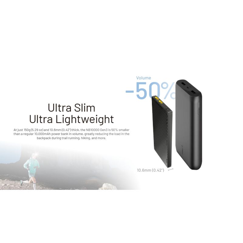 Nitecore NB10000 Gen III ultraflache Powerbank 10000mAh duale USB-C-Anschlüsse schnelles Laden Reisebegleiter