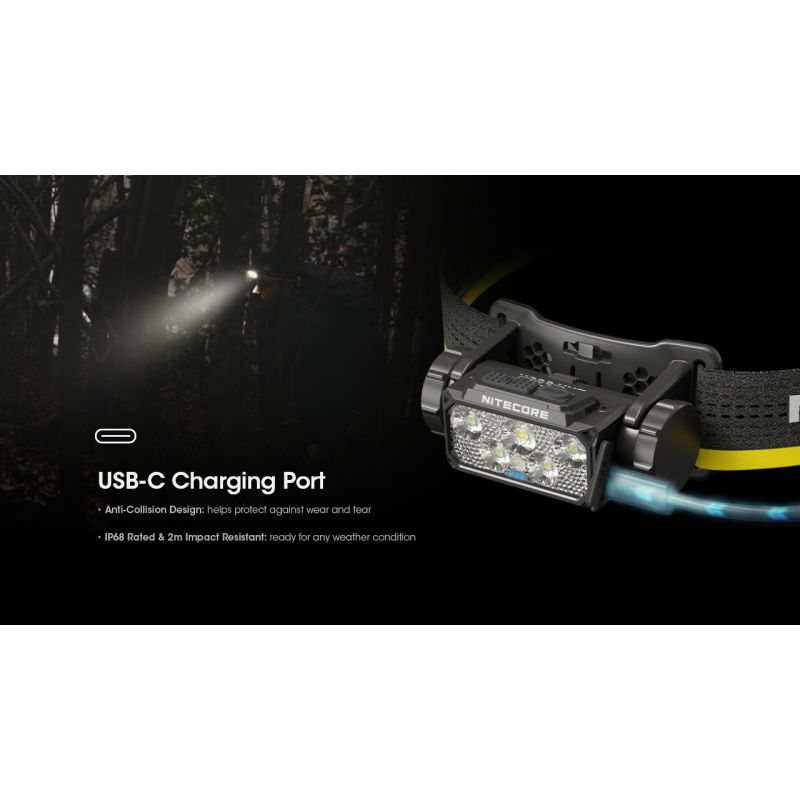 Nitecore HC60 UHE LED Stirnlampe 1600 Lumen wiederaufladbar robust für Camping Wandern wasserdicht Outdoor-Beleuchtung