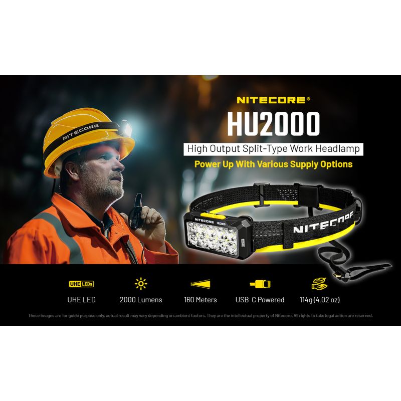 NITECORE HU2000 USB-C wiederaufladbare LED-Stirnlampe 2000 Lumen für Outdoor-Abenteuer leichte und komfortabel