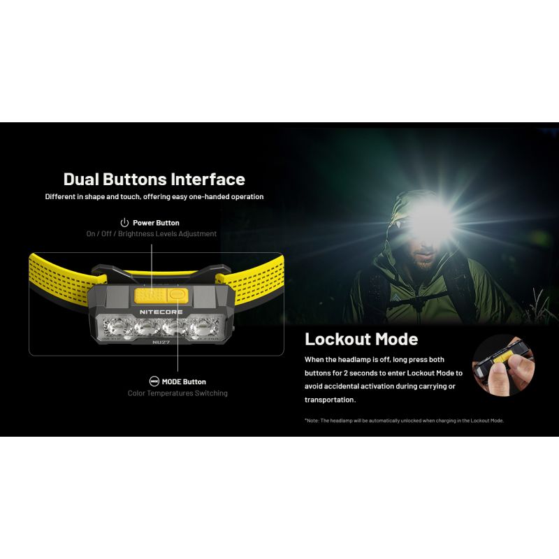 NITECORE NU27 LED Stirnlampe 600 Lumen wiederaufladbar mit MCT-Technologie ideal für Trailrunning und Outdoor
