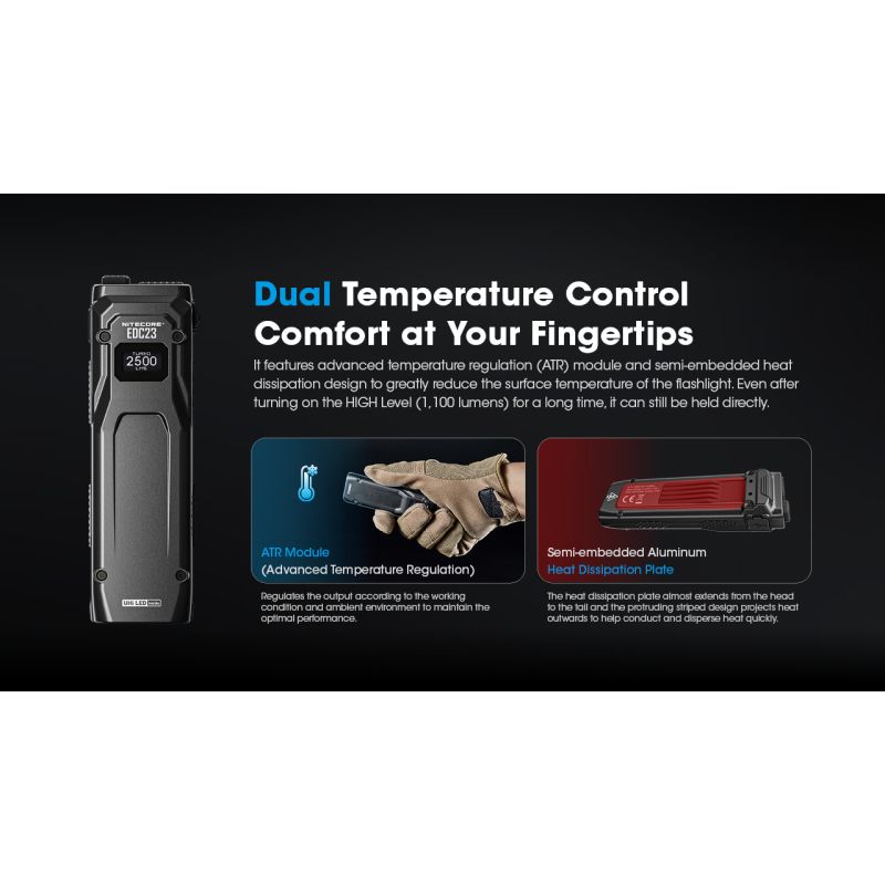 NITECORE EDC23 USB-C wiederaufladbare 2500 Lumen Taschenlampe kompakte Outdoor-Taschenlampe mit UHi LED