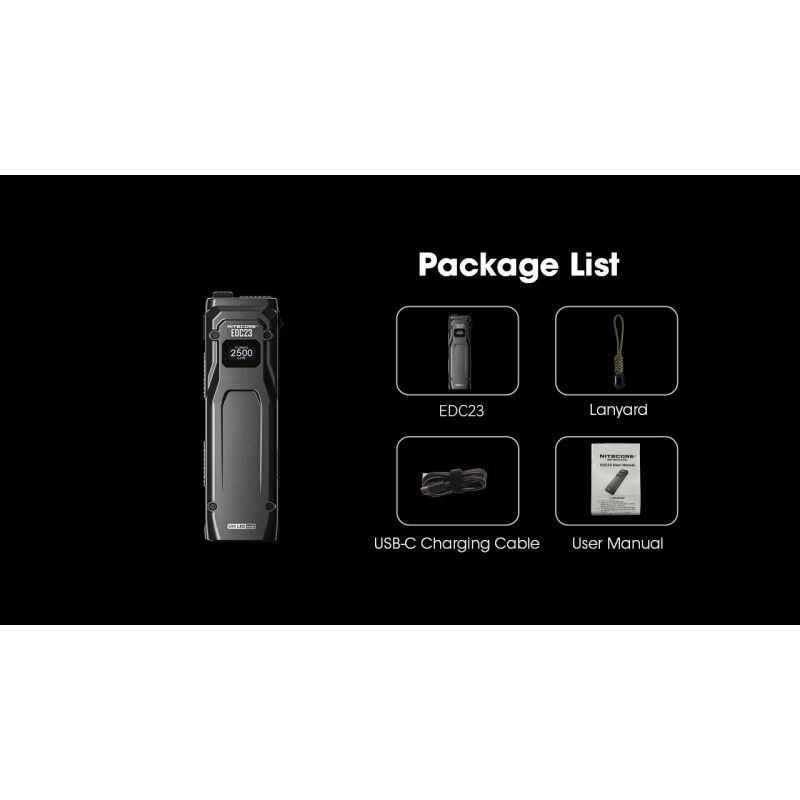 NITECORE EDC23 USB-C wiederaufladbare 2500 Lumen Taschenlampe kompakte Outdoor-Taschenlampe mit UHi LED