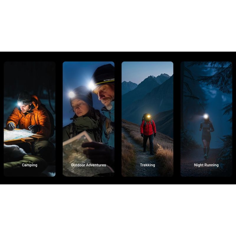 NITECORE NU25 MCT leichte Stirnlampe 400 Lumen wiederaufladbar USB-C Dual Beam optimal für Outdoor-Abenteuer