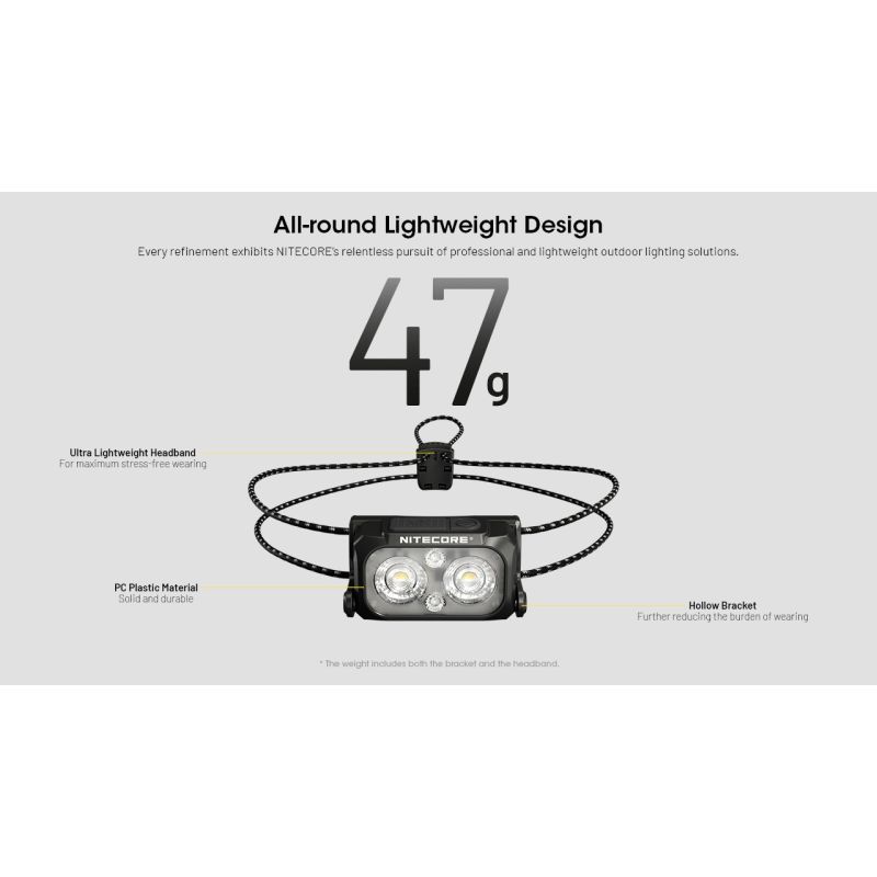 NITECORE NU25 MCT UL verbesserte Stirnlampe 400 Lumen USB-C wiederaufladbar leichte Stirnlampe für Outdoor-Abenteuer