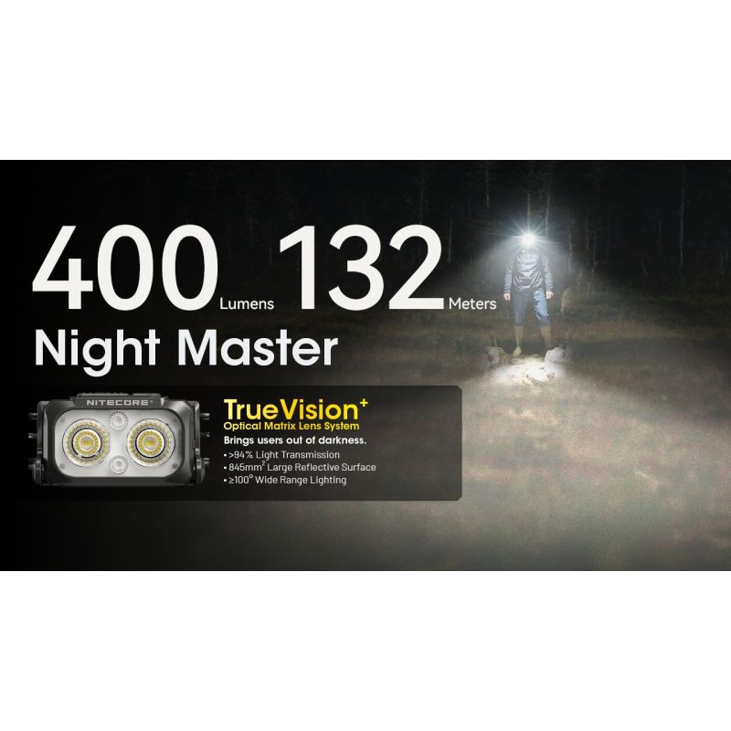 NITECORE NU25 MCT UL verbesserte Stirnlampe 400 Lumen USB-C wiederaufladbar leichte Stirnlampe für Outdoor-Abenteuer