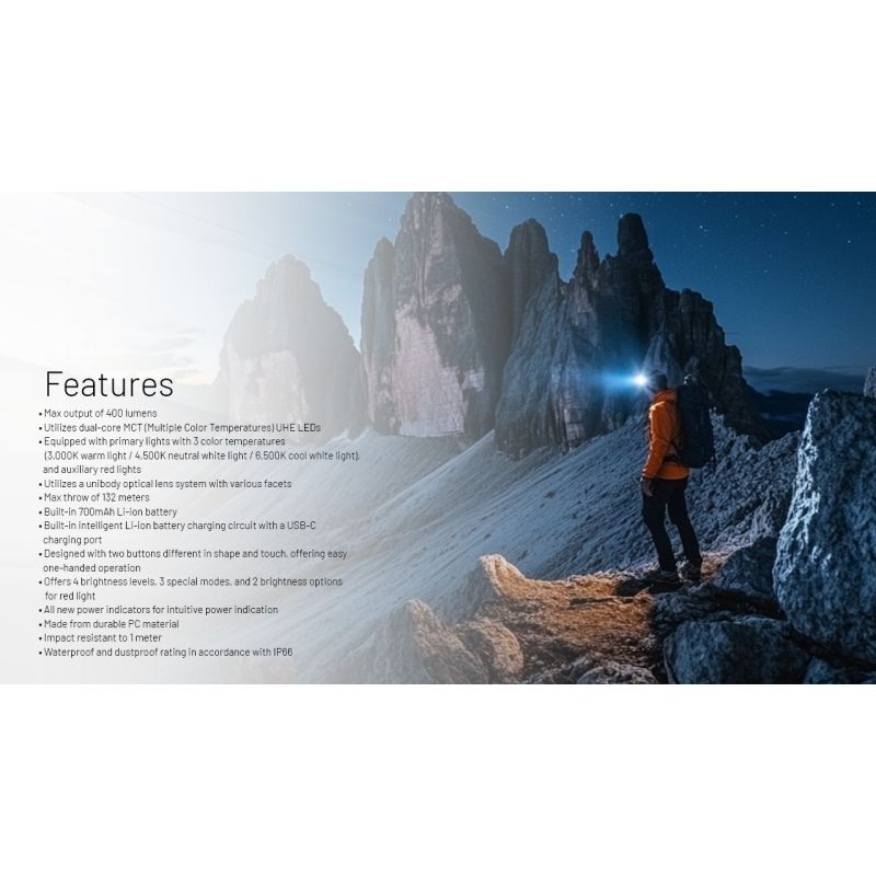 NITECORE NU25 MCT UL verbesserte Stirnlampe 400 Lumen USB-C wiederaufladbar leichte Stirnlampe für Outdoor-Abenteuer