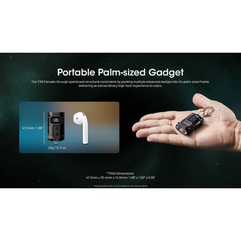 Entdecken Sie die NITECORE TINI3 600 Lumen Schlüsselanhängerlicht kompakte wiederaufladbare Mini EDC Taschenlampe