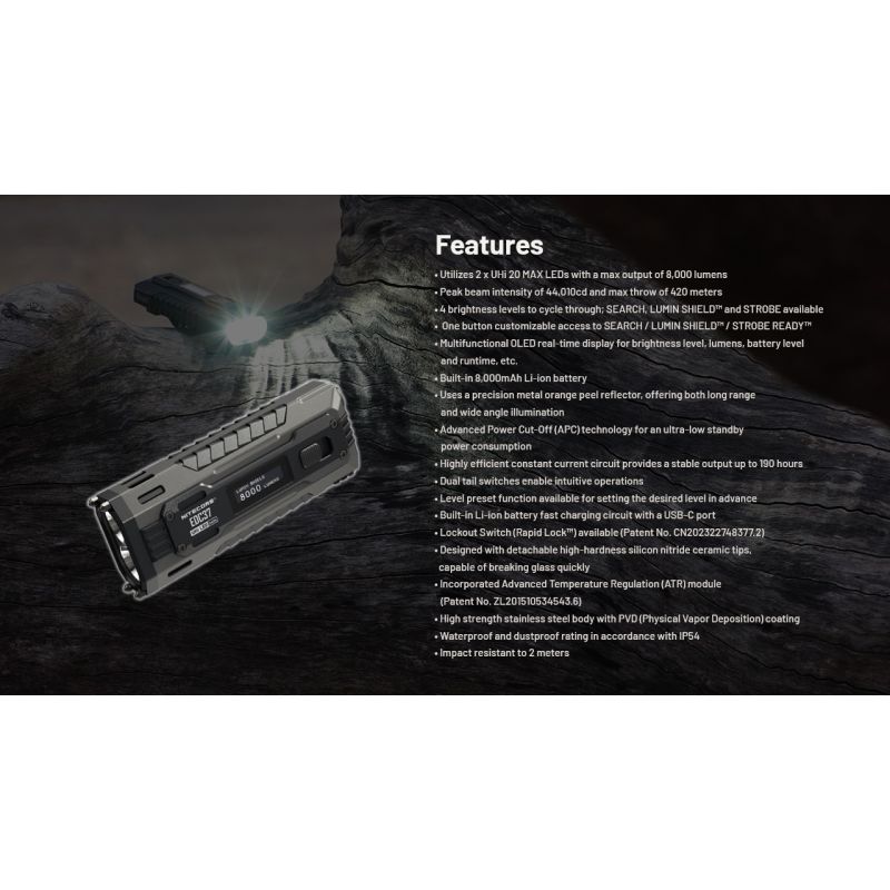 NITECORE EDC37 8000 Lumen USB-C Taschenlampe | Outdoor & Urban EDC | UHi 20 MAX LED
