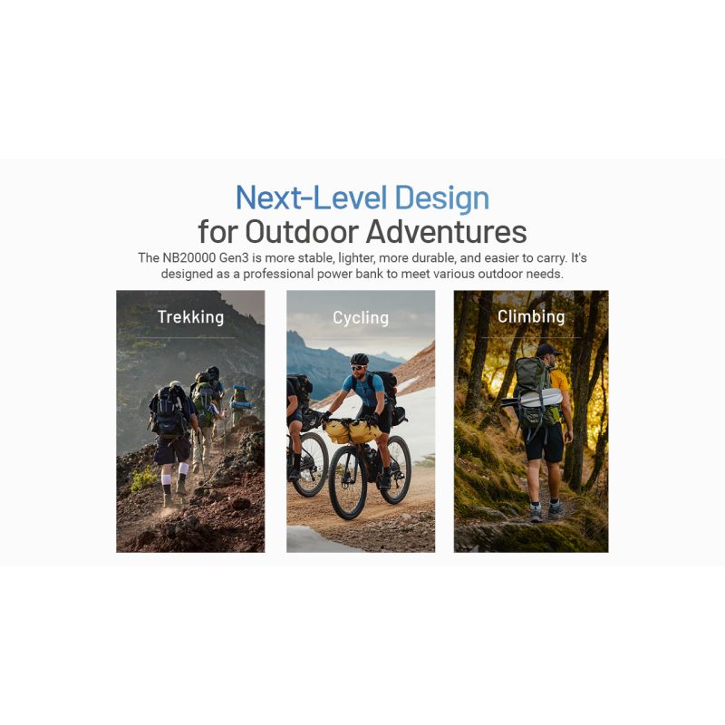 Nitecore NB20000 Gen3 Power Bank 20000mAh Dual USB-C Ports Schnellladung Kompaktes Design Reisebegleiter