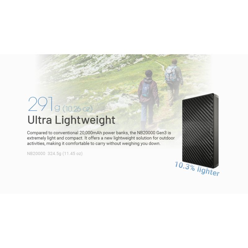 Nitecore NB20000 Gen3 Power Bank 20000mAh Dual USB-C Ports Schnellladung Kompaktes Design Reisebegleiter
