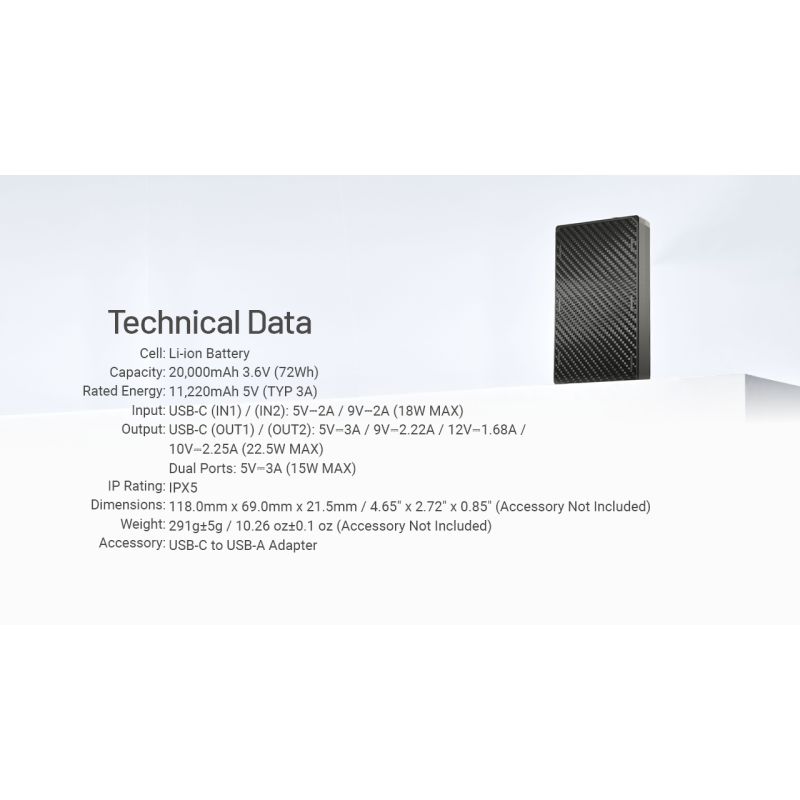 Nitecore NB20000 Gen3 Power Bank 20000mAh Dual USB-C Ports Schnellladung Kompaktes Design Reisebegleiter