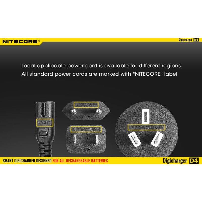 Nitecore D4 Digicharger intelligentes Laden LCD-Anzeige kompatibel mit Li-Ion 18650 14500 Ni-MH Batterien