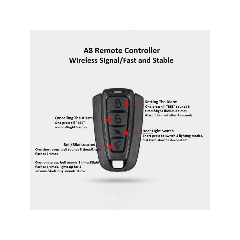 ANTUSI A8 Rennrad Diebstahlwarnschloss integrierter Alarm Sichtbarkeit Fahrradsicherheit LED-Rücklicht 700mAh