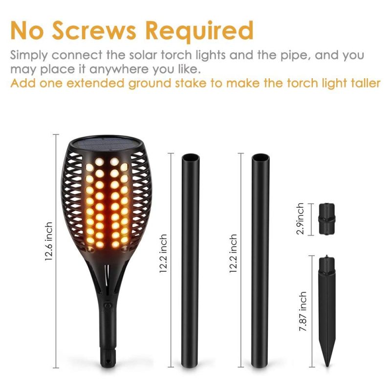 Aufgerüstete Solarlichter wasserdichte Fackeln mit flackernde Flammenlichter für magische Außenatmosphäre