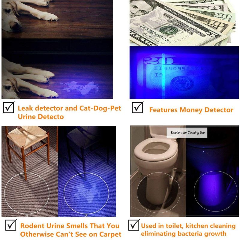 UltraFire WF-502B.2 395NM UV-Taschenlampe leistungsstarkes DIY-Inspektionswerkzeug mit Zoomfunktion