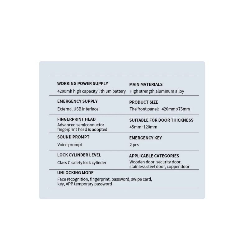 3D-Gesichts-Smart-Türschloss mit Gesichtserkennung intelligenter Fingerabdruck Passwort-Biometrie für Sicherheit