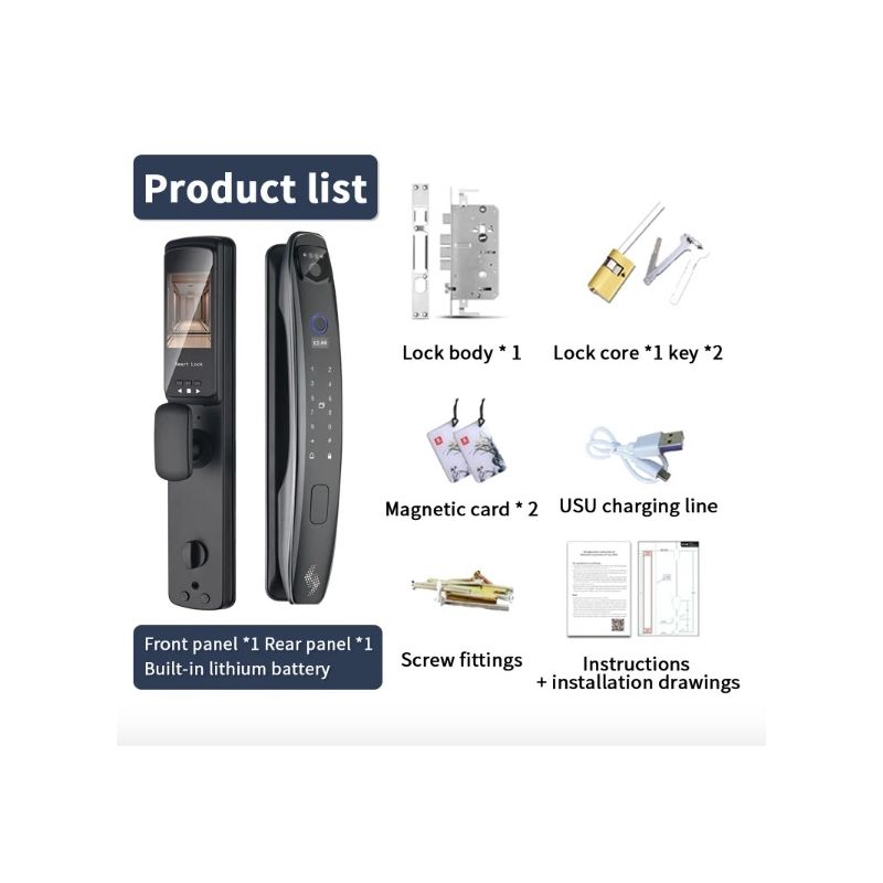 3D-Gesichts-Smart-Türschloss mit Gesichtserkennung intelligenter Fingerabdruck Passwort-Biometrie für Sicherheit